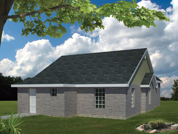 Home Plan Rear Elevation of this 3-Bedroom,1403 Sq Ft Plan -191-1013