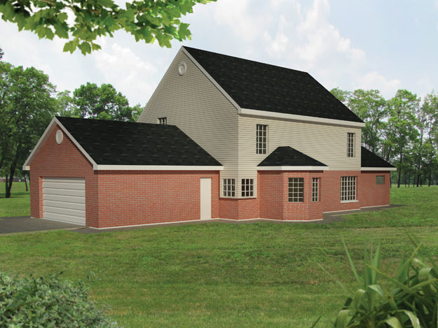 Home Plan Rear Elevation of this 4-Bedroom,2519 Sq Ft Plan -191-1016
