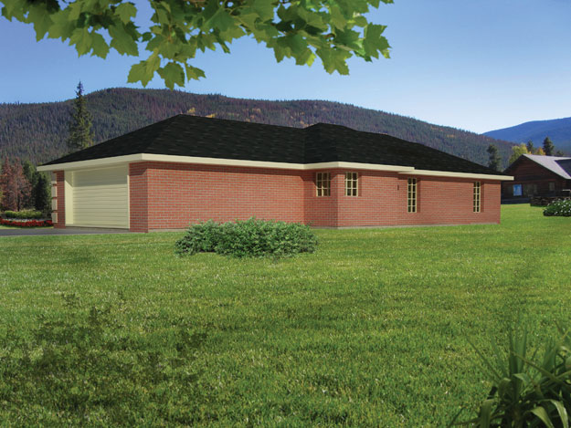 Home Plan Rear Elevation of this 3-Bedroom,1263 Sq Ft Plan -191-1020