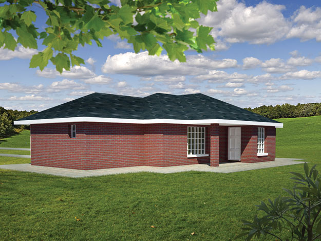 Home Plan Rear Elevation of this 3-Bedroom,990 Sq Ft Plan -191-1026