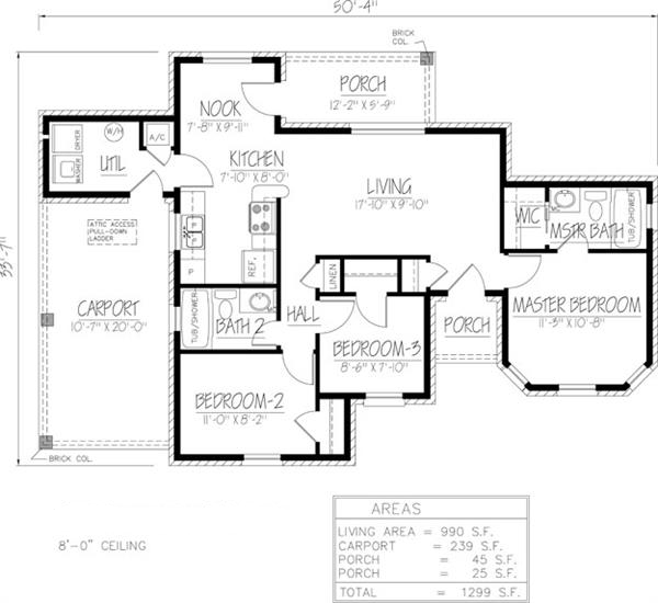 Floor Plan First Story of Southwest Plan #191-1026
