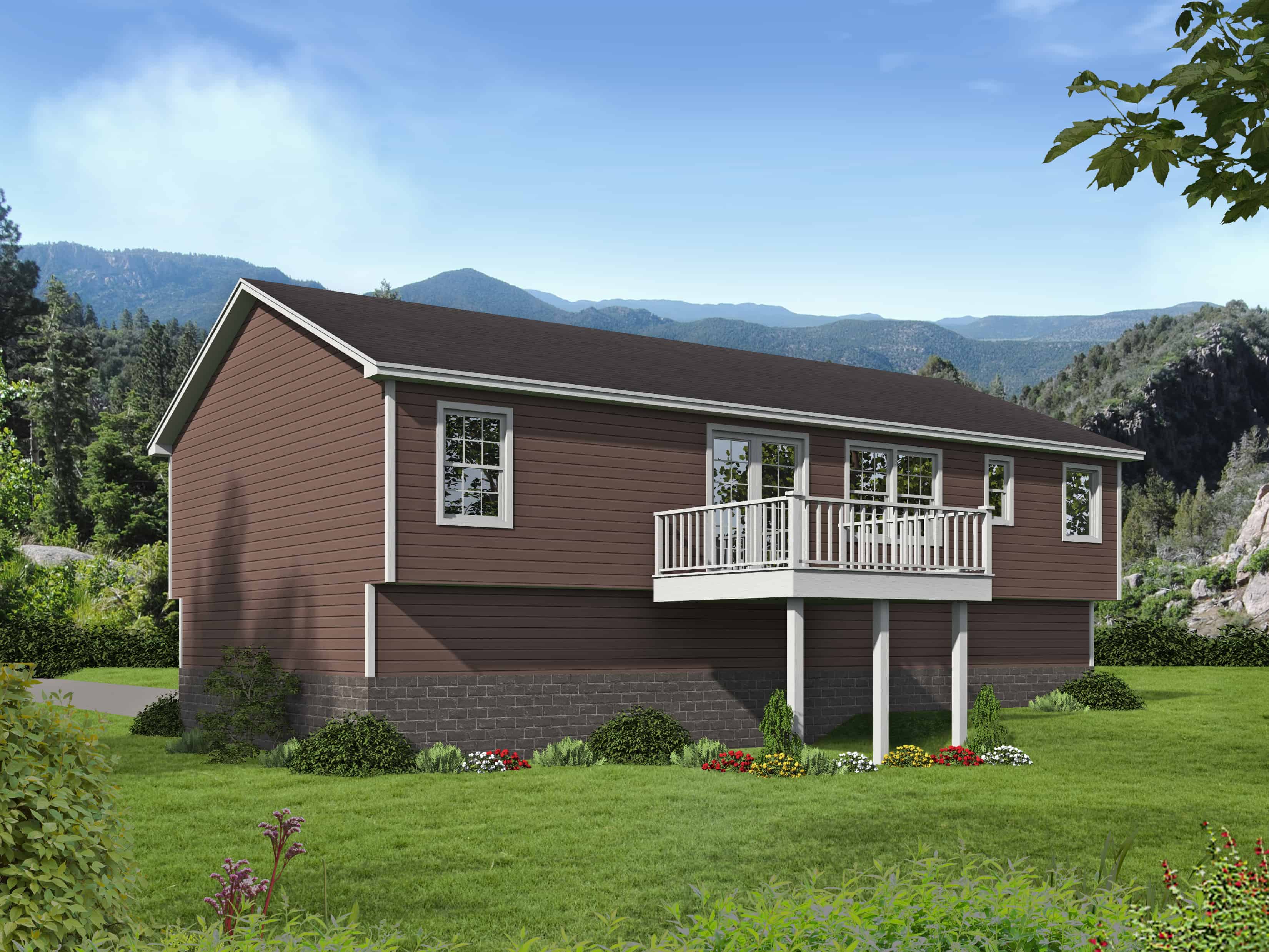 Rear View of this 3-Bedroom, 1951 Sq Ft Plan - 191-1034