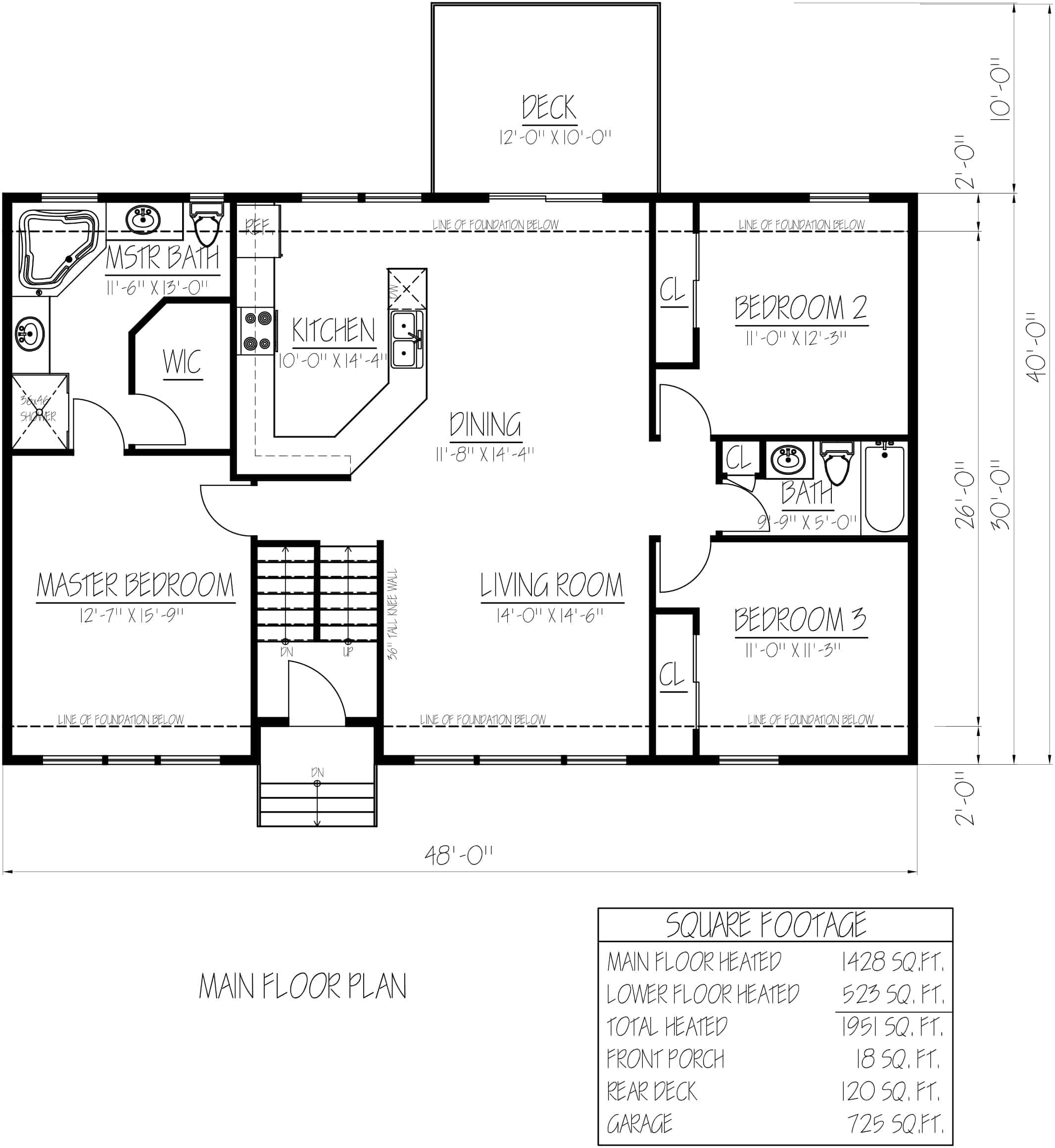 Floor Plan Main Level of Contemporary Plan #191-1034