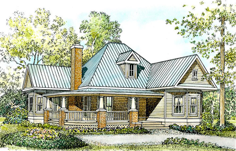 Front elevation of Cottage home (ThePlanCollection: House Plan #192-1001)
