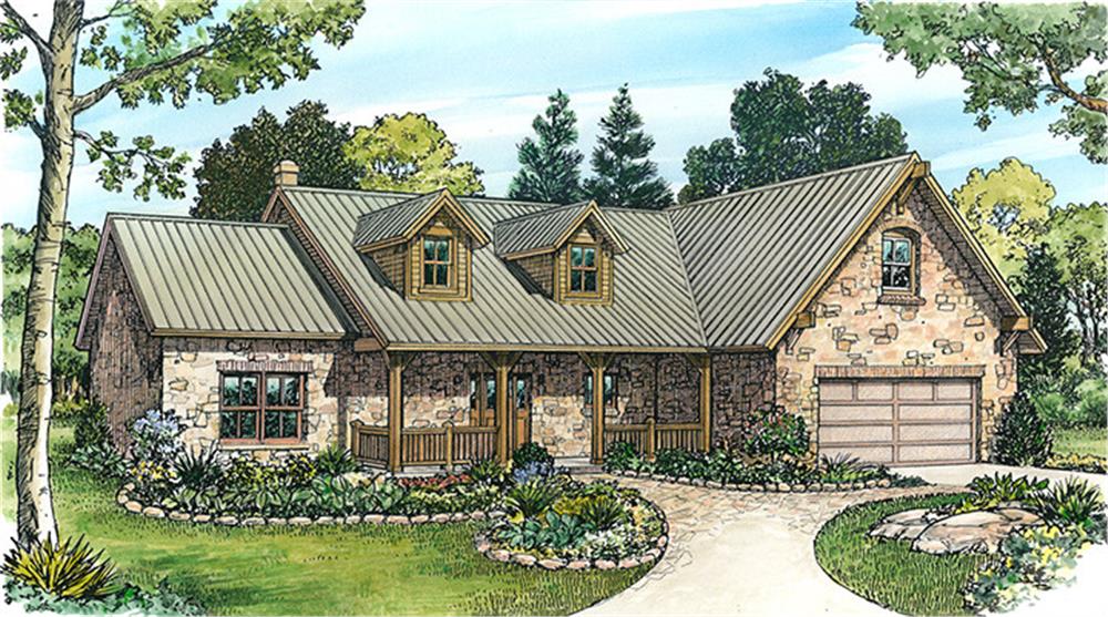 Front elevation of Country home (ThePlanCollection: House Plan #192-1002)