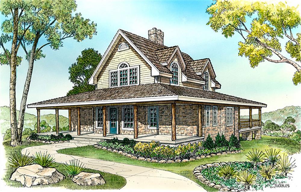 Front elevation of Cottage home (ThePlanCollection: House Plan #192-1004)