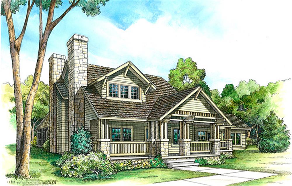 Front elevation of Bungalow home (ThePlanCollection: House Plan #192-1008)