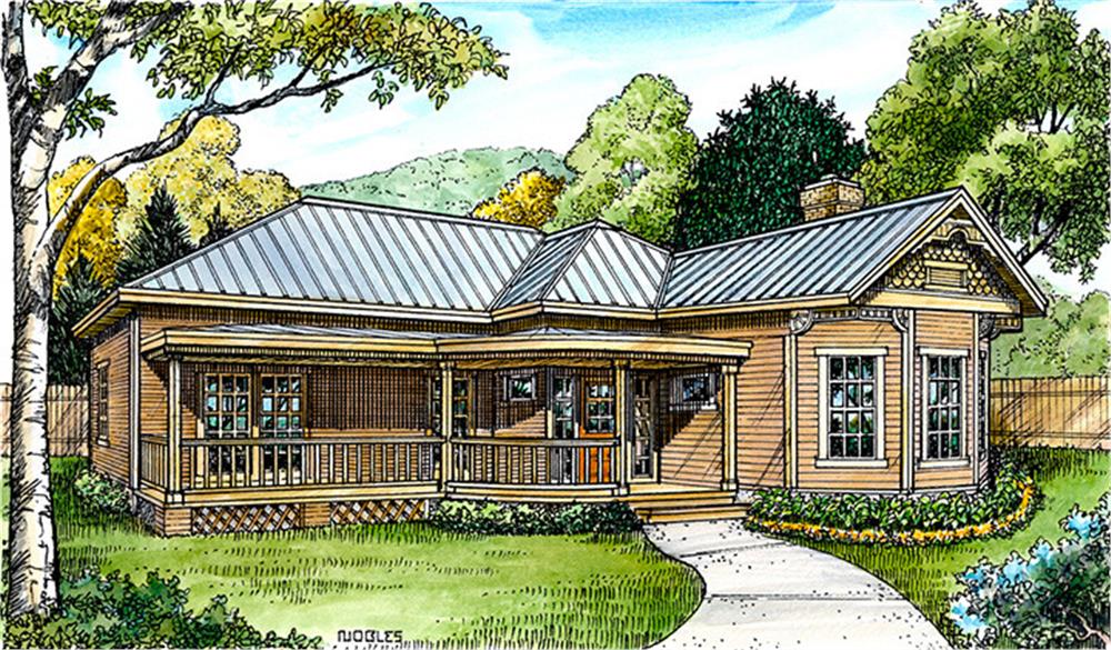 Front elevation of Cottage home (ThePlanCollection: House Plan #192-1011)