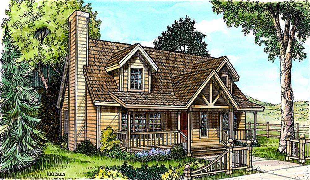 Front elevation of Bungalow home (ThePlanCollection: House Plan #192-1012)