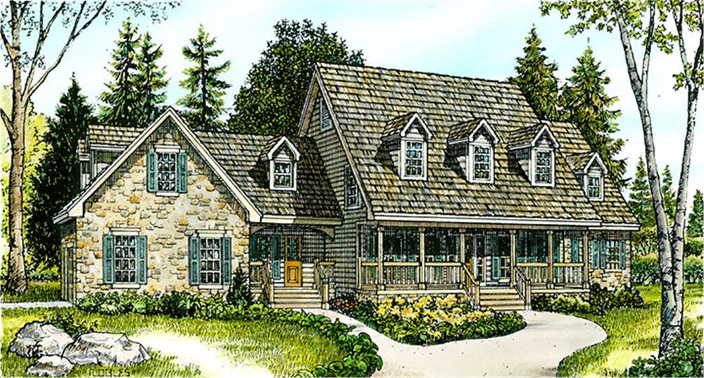 Front elevation of Country home (ThePlanCollection: House Plan #192-1015)