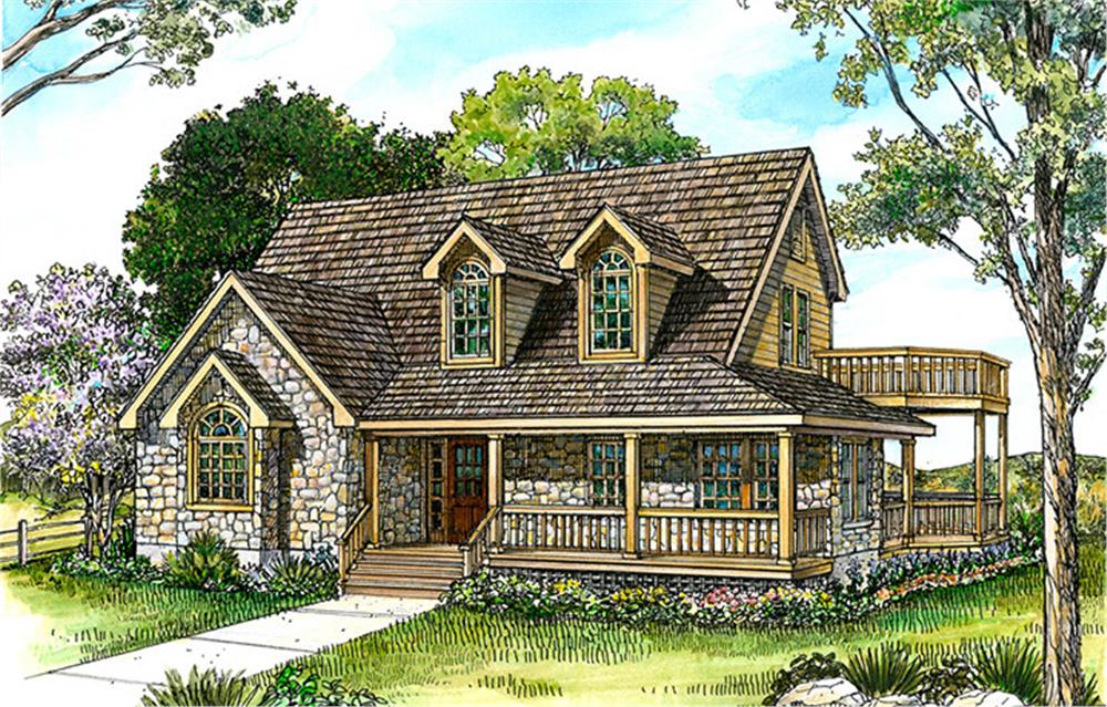 Front elevation of Country home (ThePlanCollection: House Plan #192-1021)