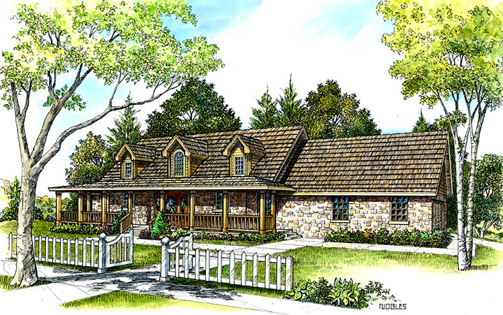 Front elevation of European home (ThePlanCollection: House Plan #192-1023)