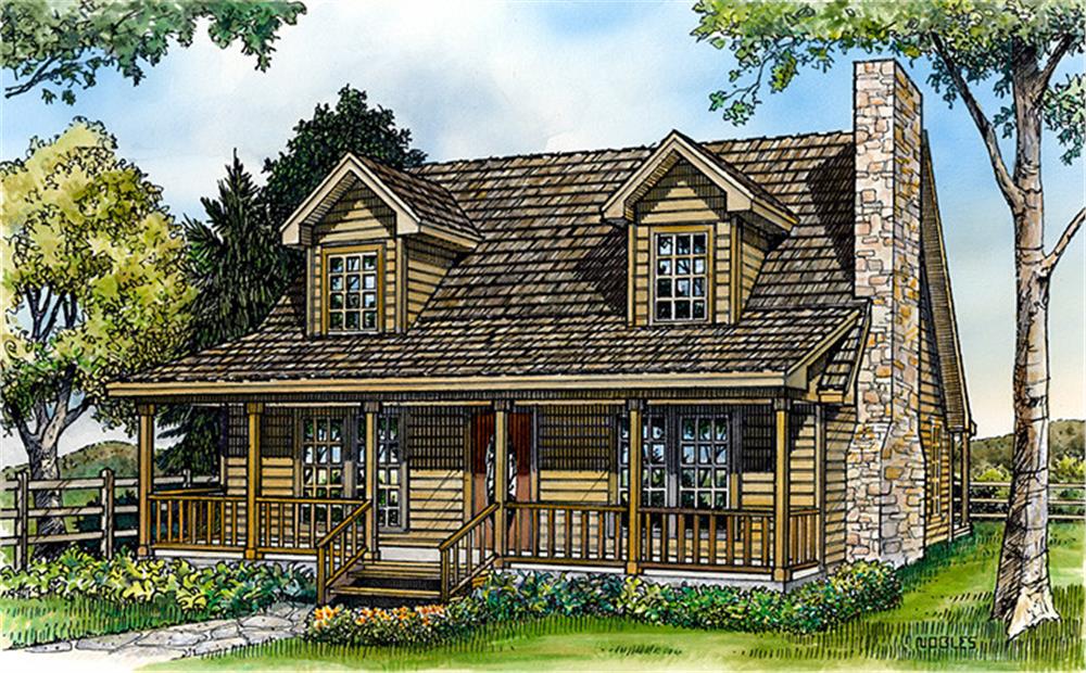 Front elevation of Country home (ThePlanCollection: House Plan #192-1029)