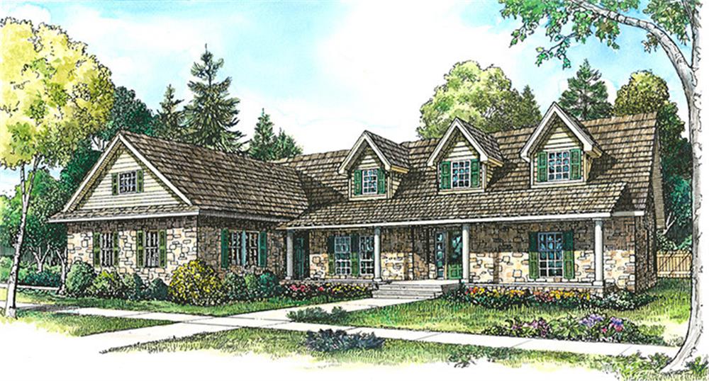 Front elevation of Country home (ThePlanCollection: House Plan #192-1032)