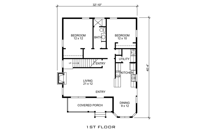 Floor Plan First Story of Country Plan #192-1038
