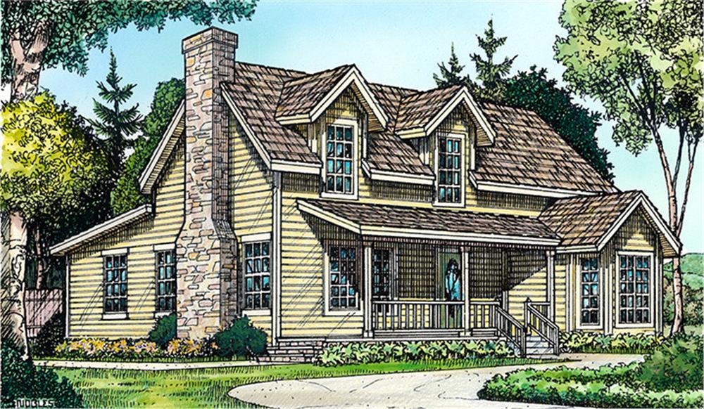 Front elevation of Country home (ThePlanCollection: House Plan #192-1038)