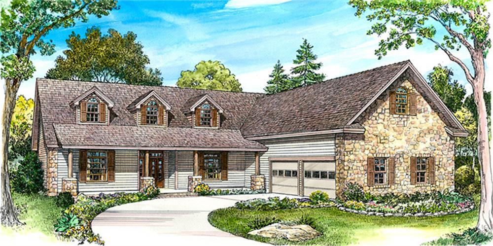 Front elevation of Country home (ThePlanCollection: House Plan #192-1040)