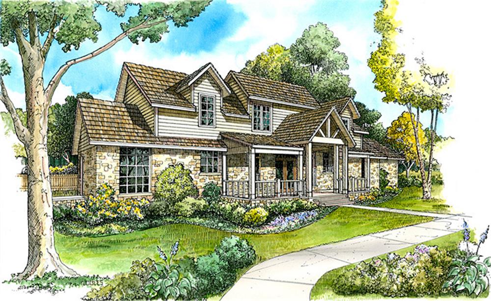 Front elevation of Country home (ThePlanCollection: House Plan #192-1042)