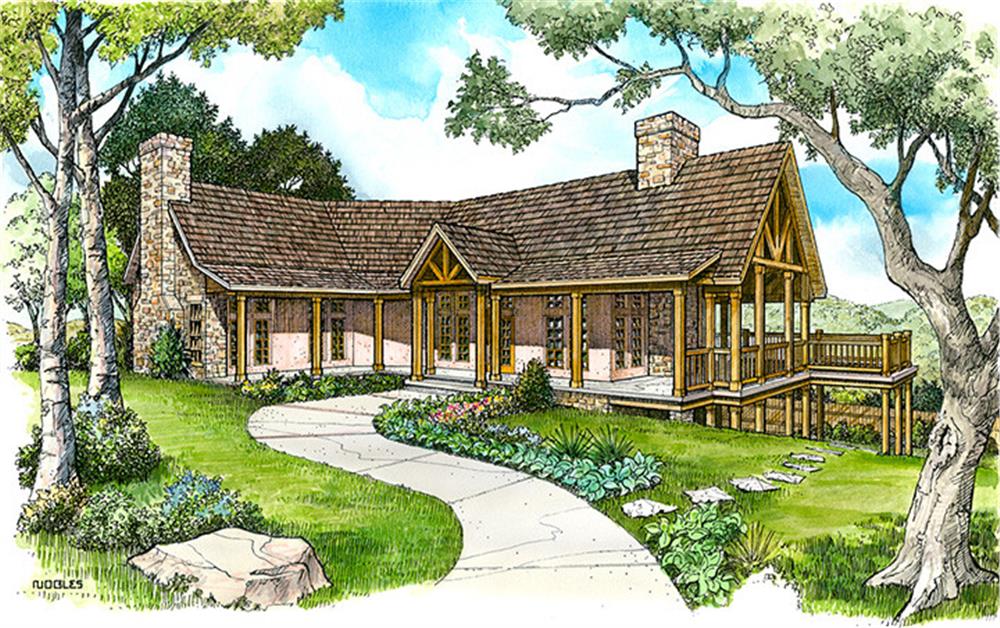 Front elevation of Country home (ThePlanCollection: House Plan #192-1043)
