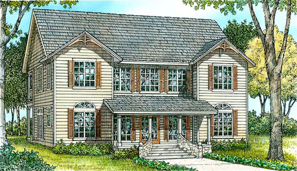 Front elevation of Country home (ThePlanCollection: House Plan #192-1045)