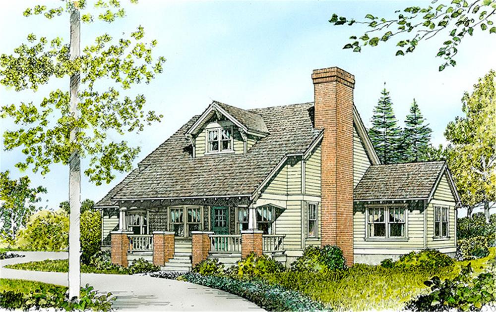 Front elevation of Cottage home (ThePlanCollection: House Plan #192-1046)