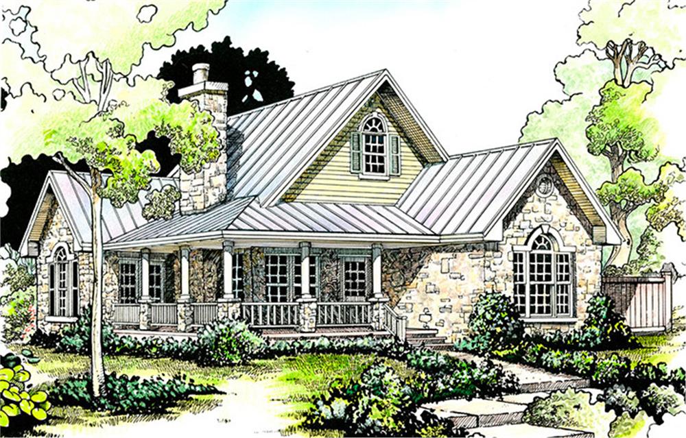Front elevation of Cottage home (ThePlanCollection: House Plan #192-1047)