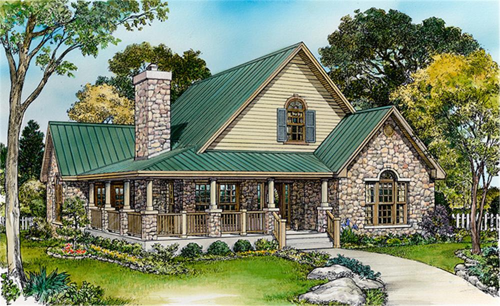 Front elevation of Country home (ThePlanCollection: House Plan #192-1048)