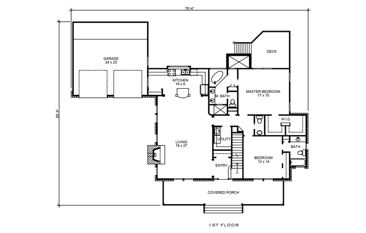 Floor Plan First Story of Country Plan #192-1049