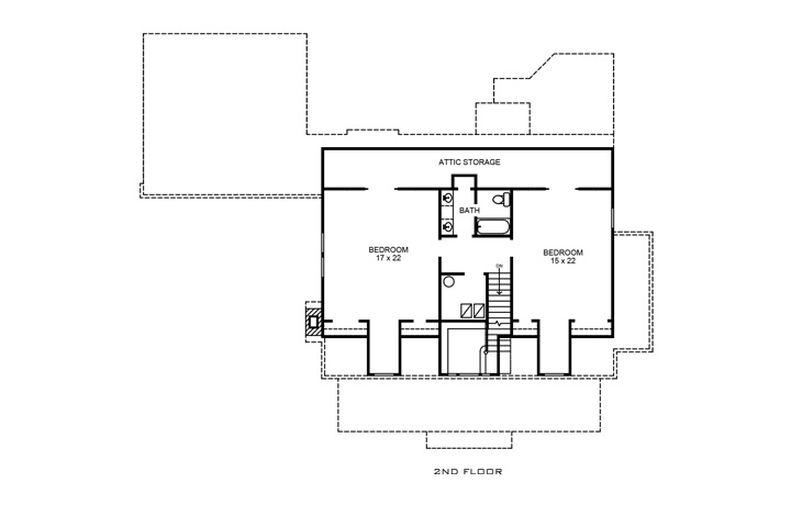 Floor Plan Second Story of Country Plan #192-1049