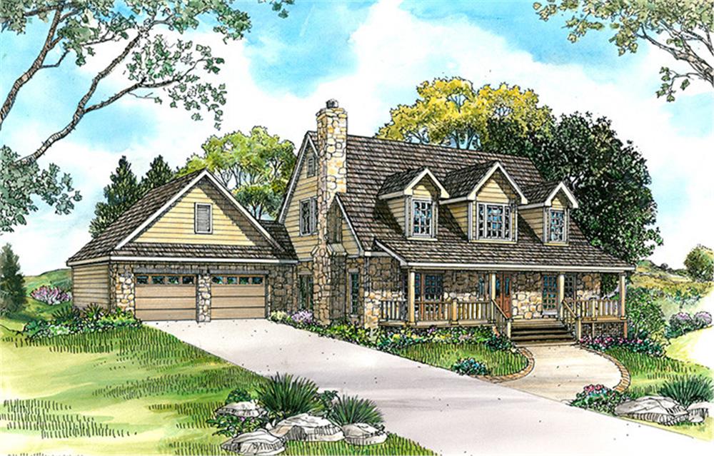 Front elevation of Country home (ThePlanCollection: House Plan #192-1049)