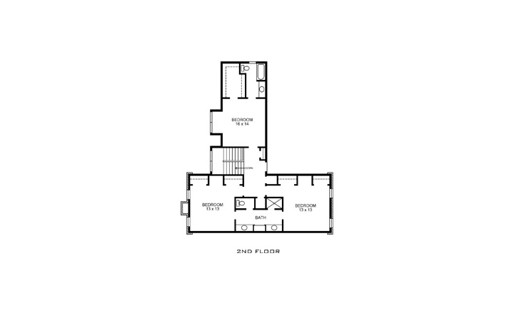 Floor Plan Second Story of Country Plan #192-1050