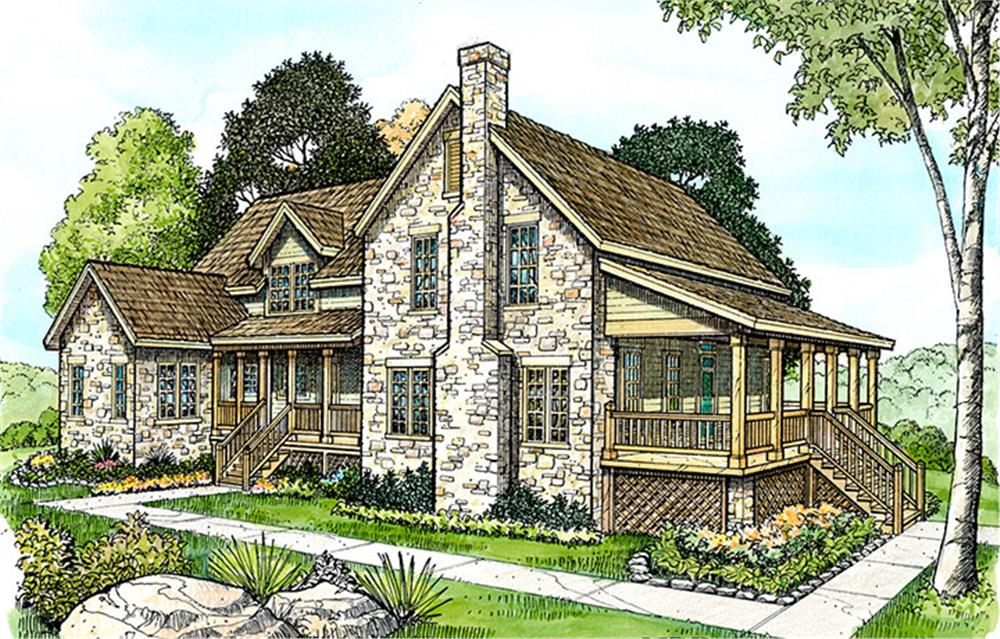Front elevation of Country home (ThePlanCollection: House Plan #192-1050)