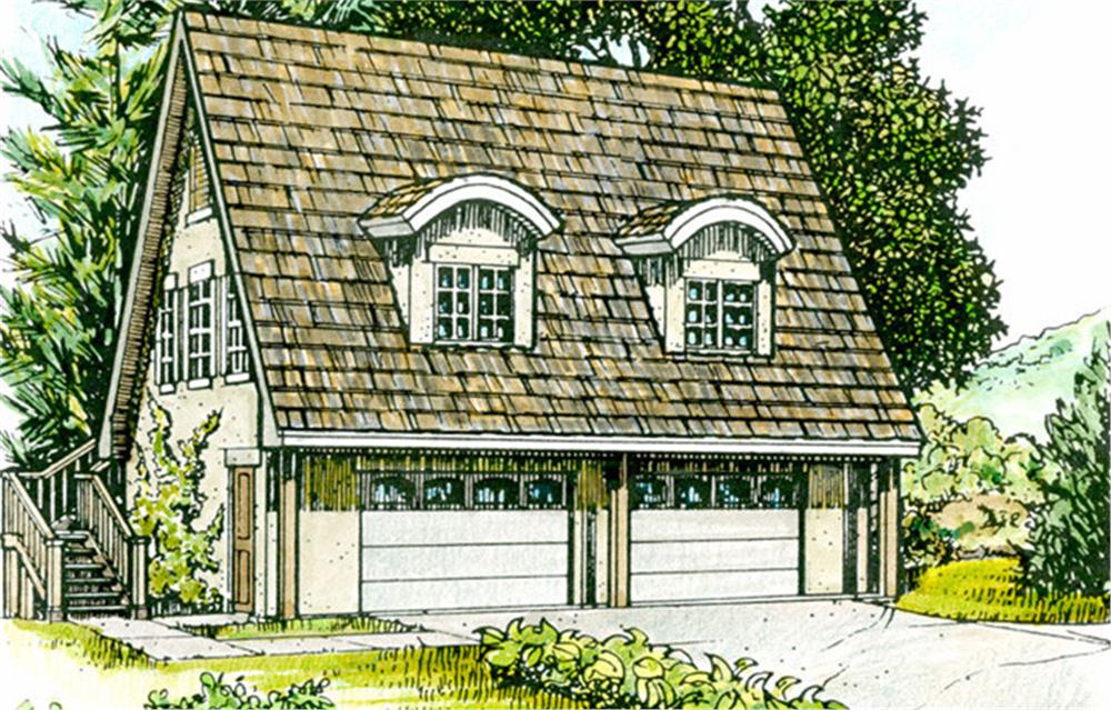 Color rendering of Cottage style Garage plan (ThePlanCollection: House Plan #192-1052)