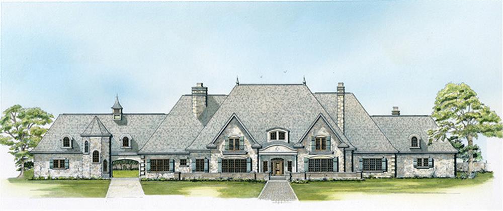 Front elevation of European home (ThePlanCollection: House Plan #192-1054)