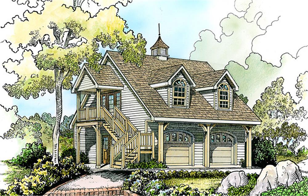 Front elevation of Cottage home (ThePlanCollection: House Plan #192-1055)