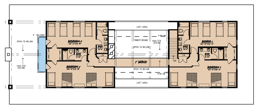 Floor Plan Second Story of Country Plan #193-1006