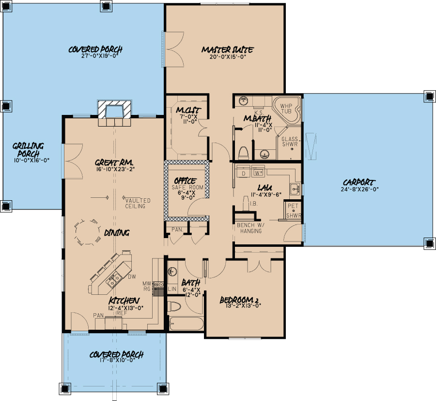 Floor Plan First Story of Cottage Plan #193-1009