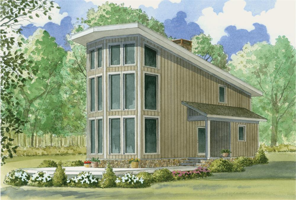 Front elevation of Contemporary home (ThePlanCollection: House Plan #193-1010)