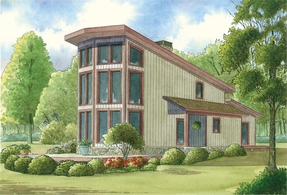 Front elevation of Contemporary home (ThePlanCollection: House Plan #193-1011)