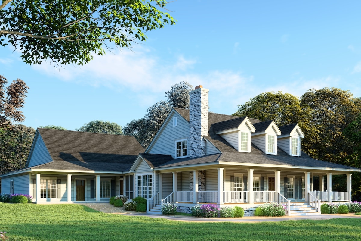 6 Bedroom Country Style Home  Plan  with Mother In Law  Suite 