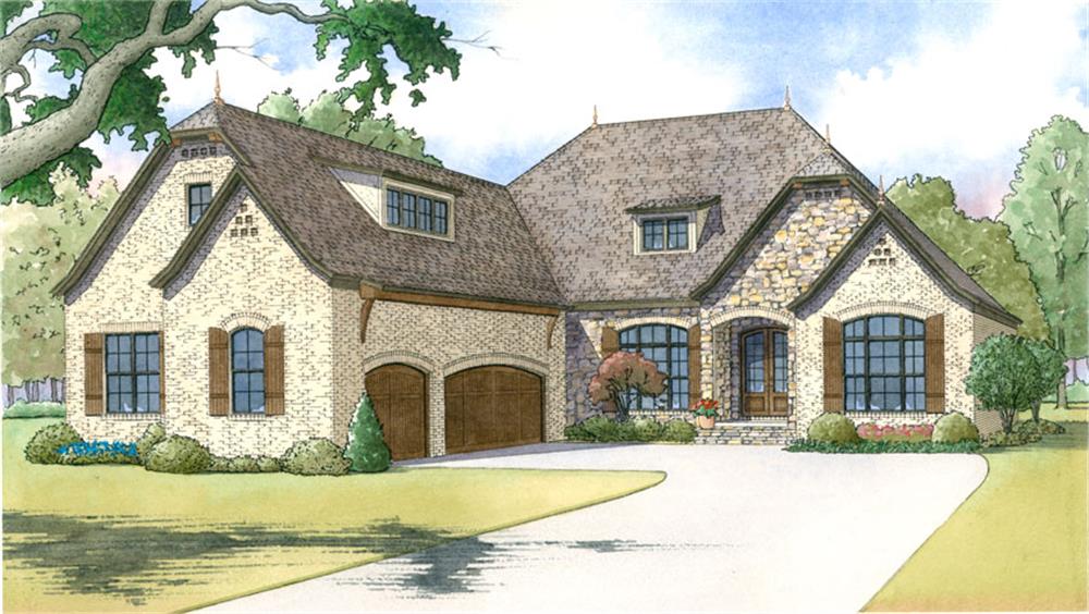 Front elevation of Craftsman home (ThePlanCollection: House Plan #193-1019)