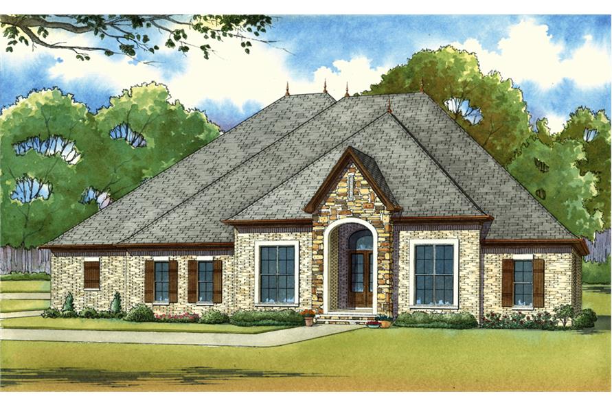 Front elevation of European home (ThePlanCollection: House Plan #193-1025)