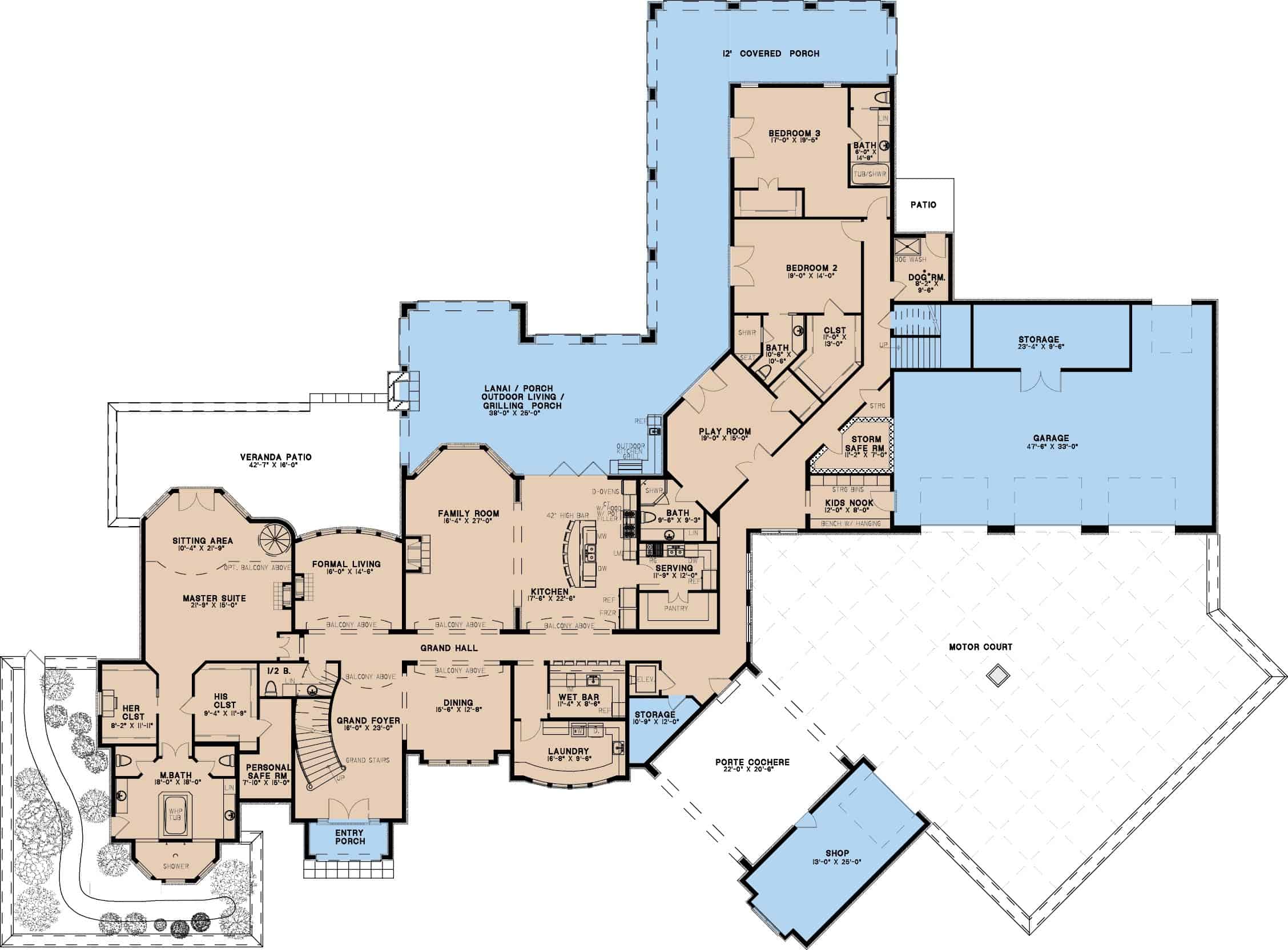 Floor Plan First Story of European Plan #193-1032
