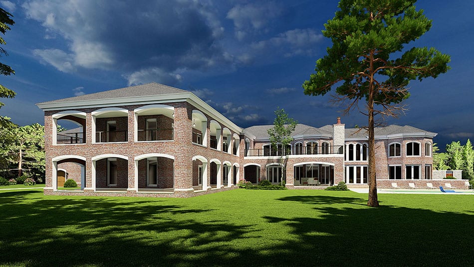 Rear View of this 5-Bedroom, 8160 Sq Ft Plan - 193-1032