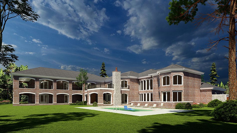 Rear View of this 5-Bedroom, 8160 Sq Ft Plan - 193-1032