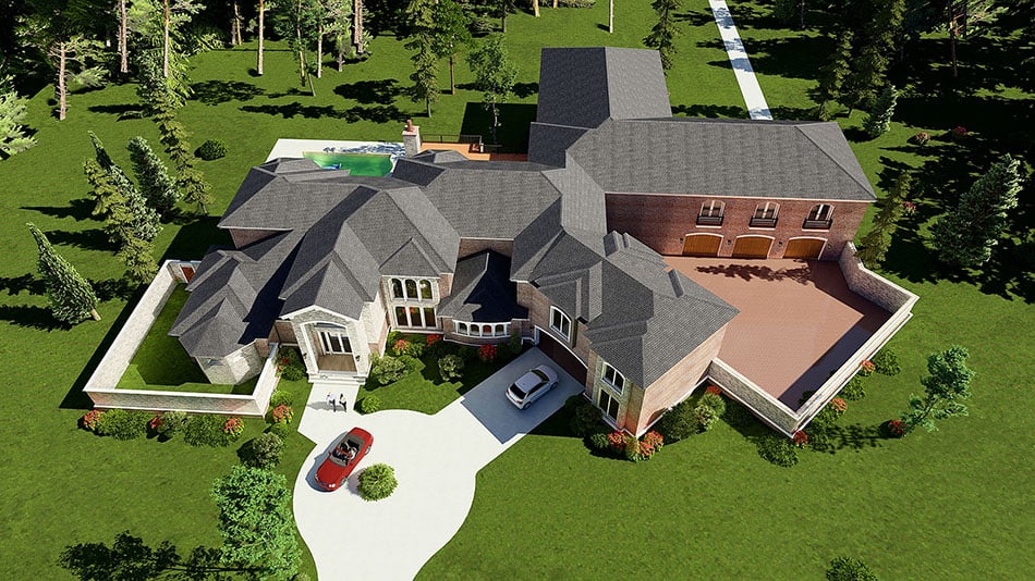 Aerial View of this 5-Bedroom,8160 Sq Ft Plan -193-1032