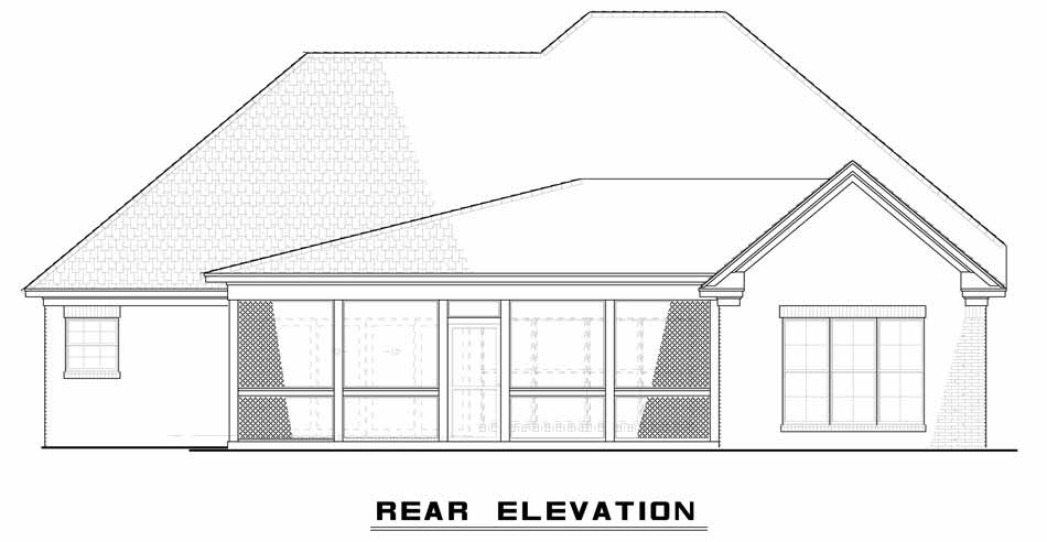 Home Plan Rear Elevation of this 3-Bedroom,1640 Sq Ft Plan -193-1033
