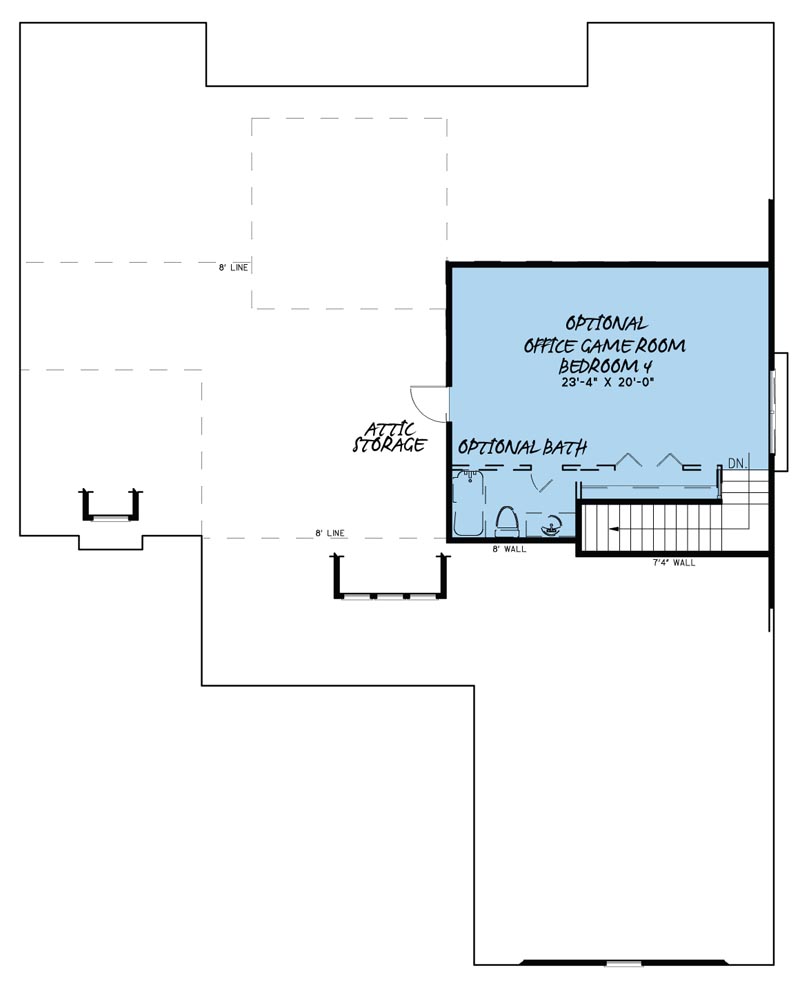 Floor Plan Second Story of Country Plan #193-1039