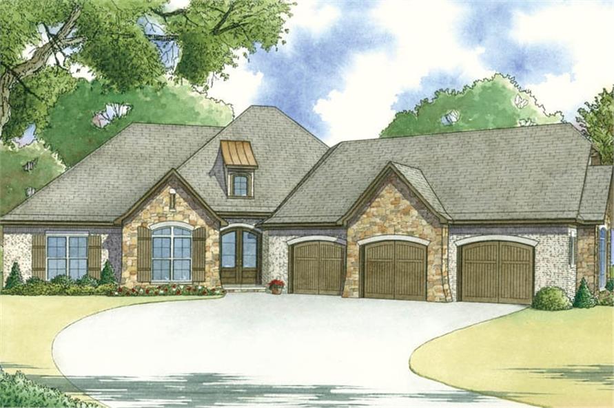 193-1047: Home Plan Rendering-Front View