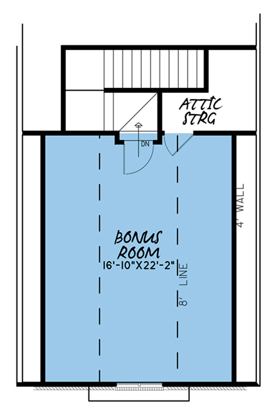 Floor Plan Bonus Room of French Plan #193-1053
